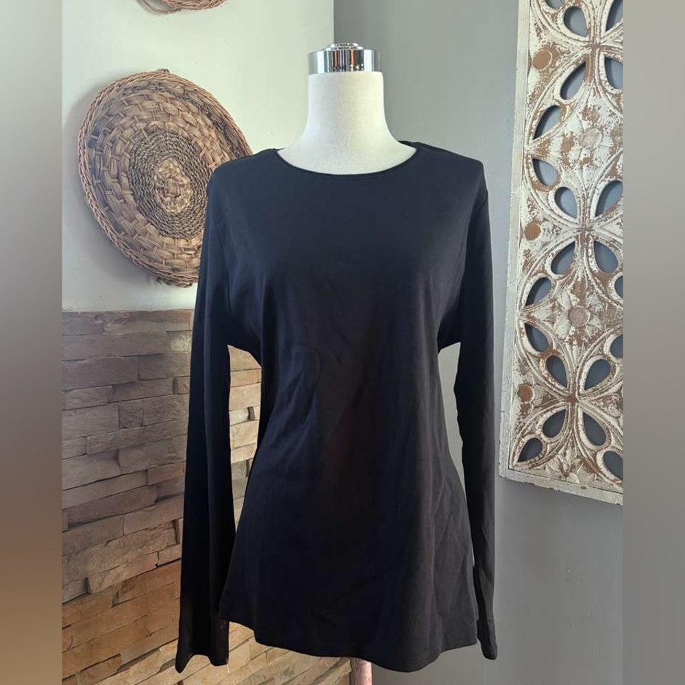The Talbots Tee Classic Black Long Sleeve Top